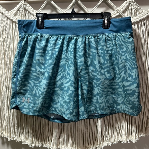 Under Armour Pants - Under Armour Teal Patterned Women's Athletic Shorts with Wide Waistband